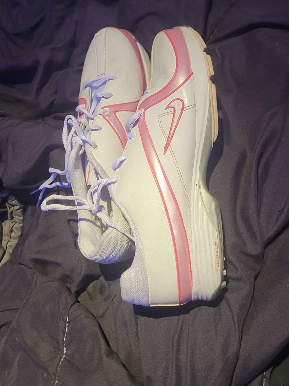 Nike Women's White Sneakers with Pink Trim